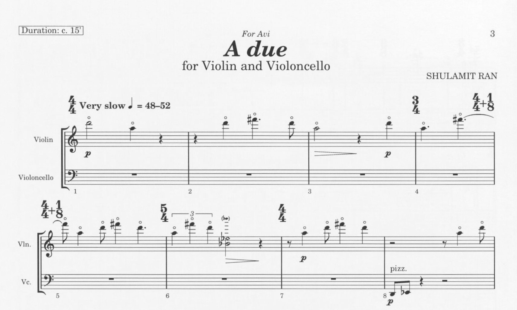 A Due for Violin and Violoncello - Shulamit Ran