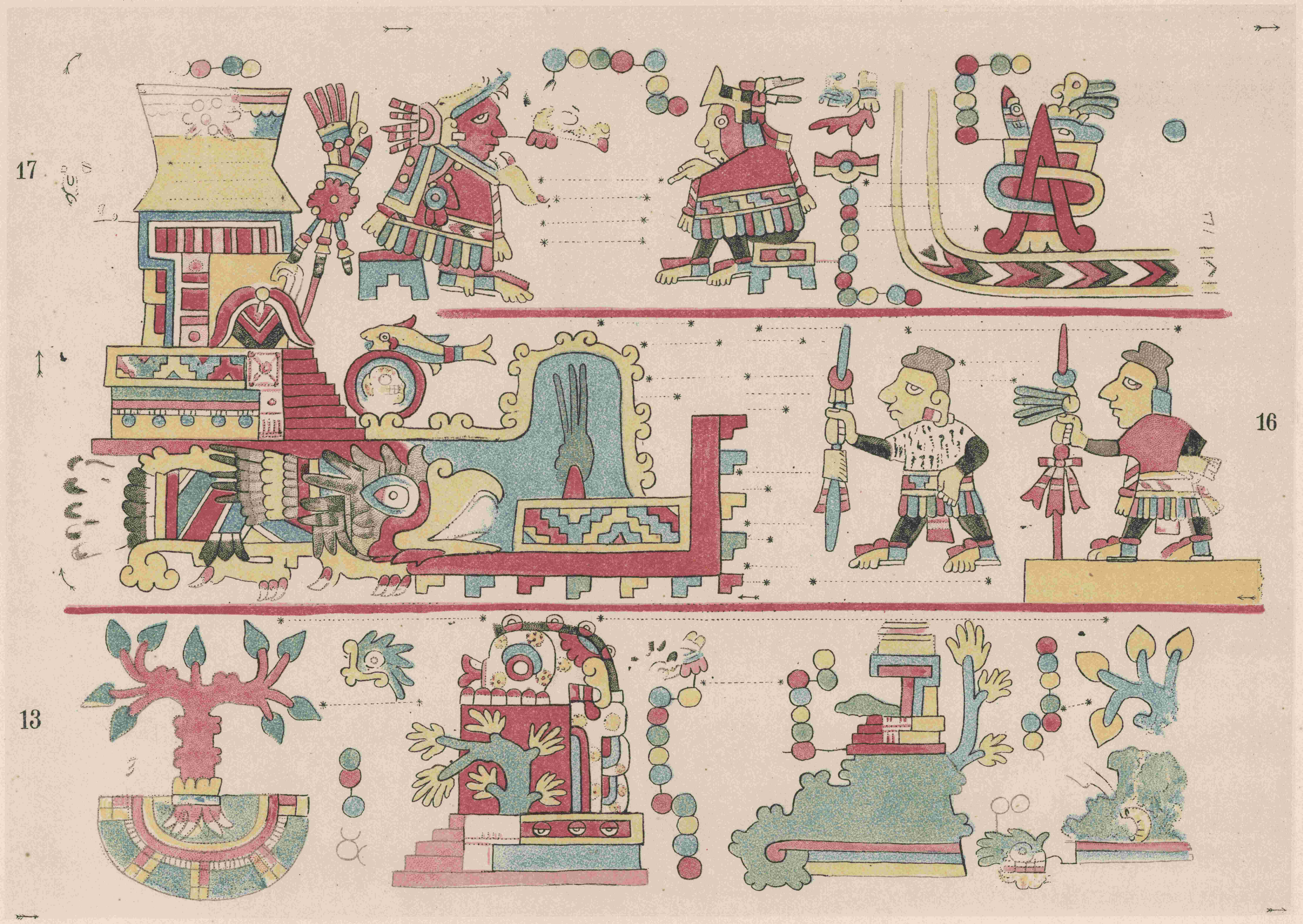 Sheet five of the Codex Colombino from the 1892 Antigüedades Mexicanas Reproduction