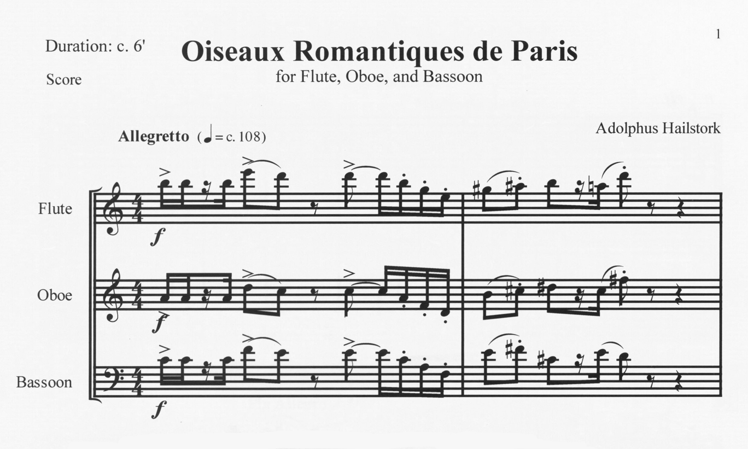 Oiseaux Romantiques de Paris - Adolphus Hailstork