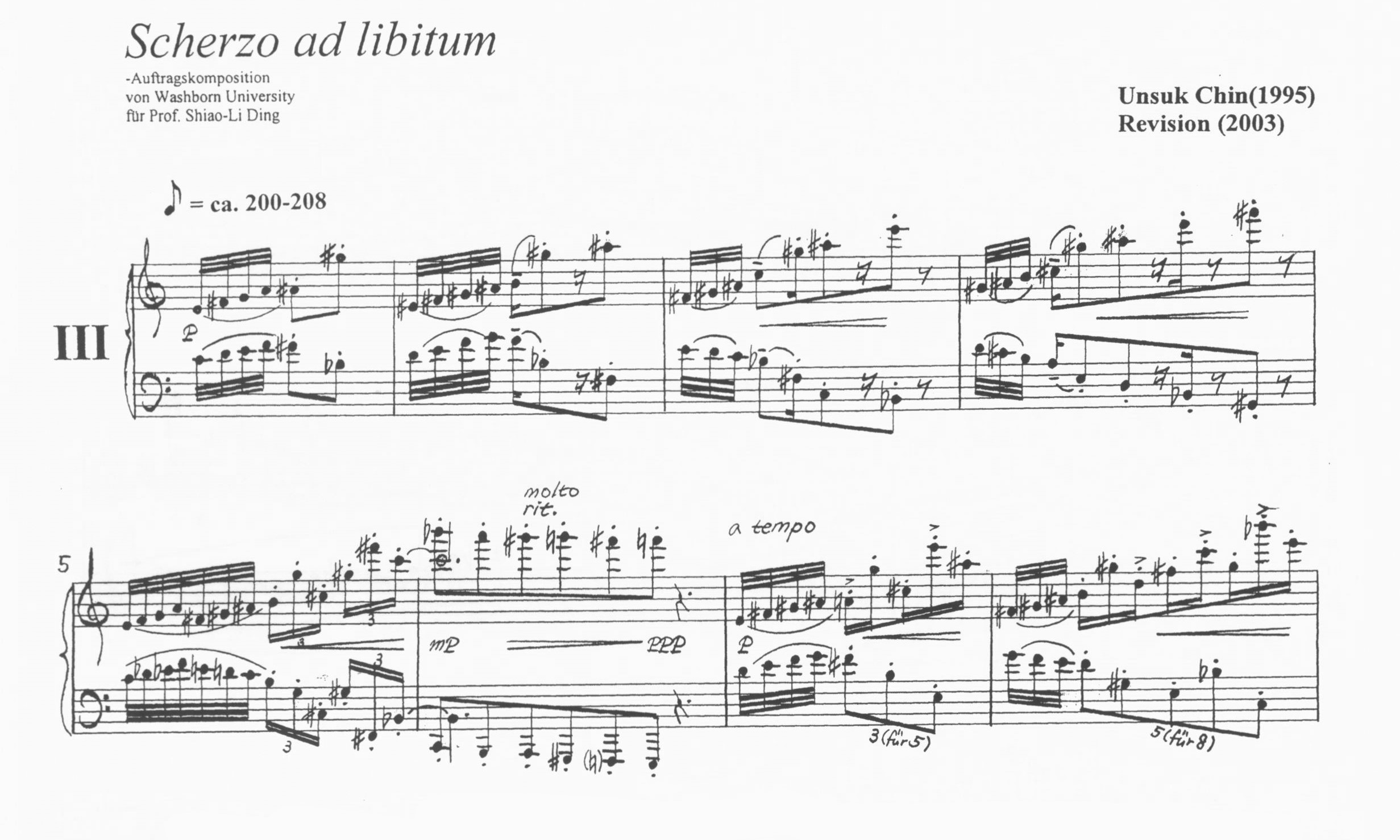 Piano Etude No. 3: Scherzo ad libitum - Unsuk Chin