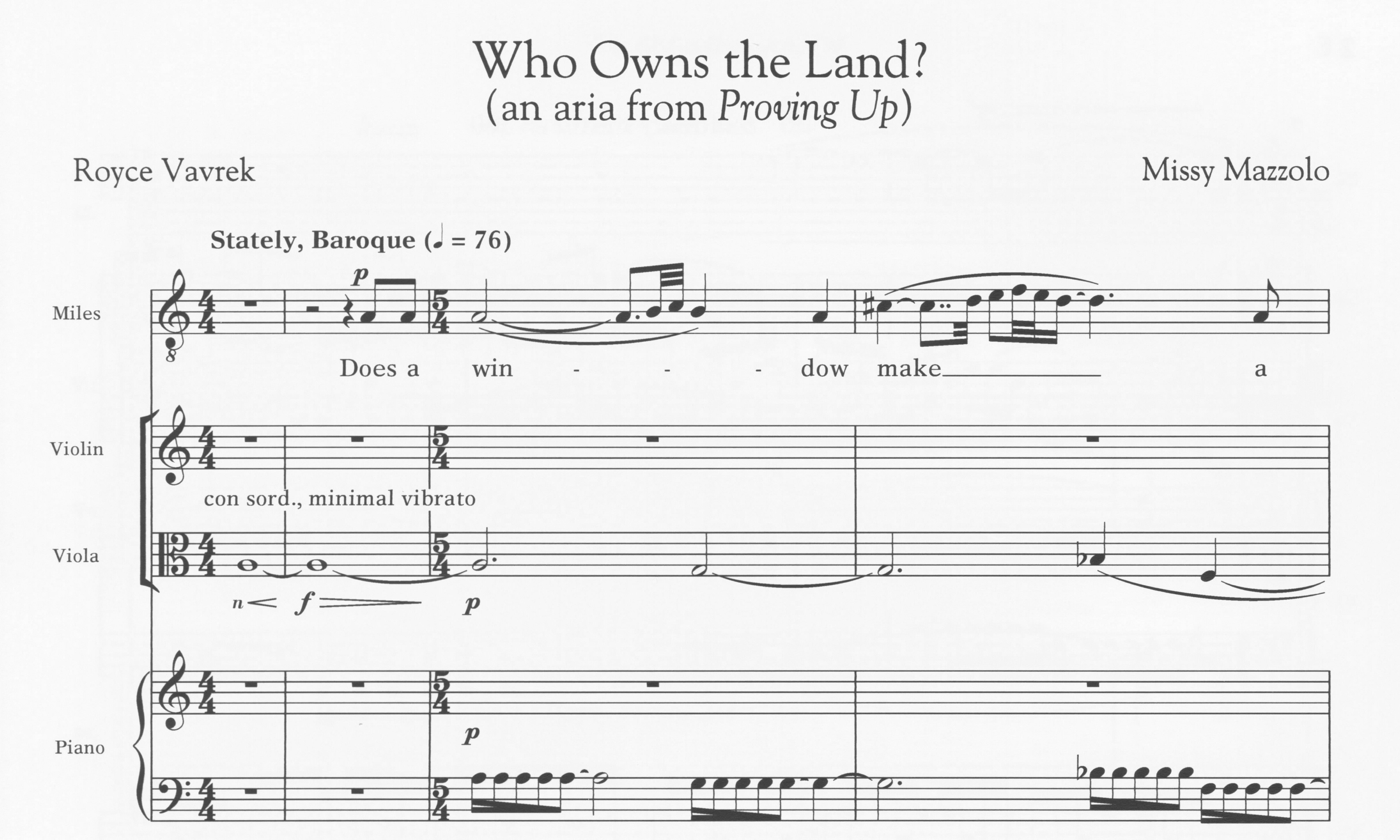 Who owns the land? - Missy Mazzoli