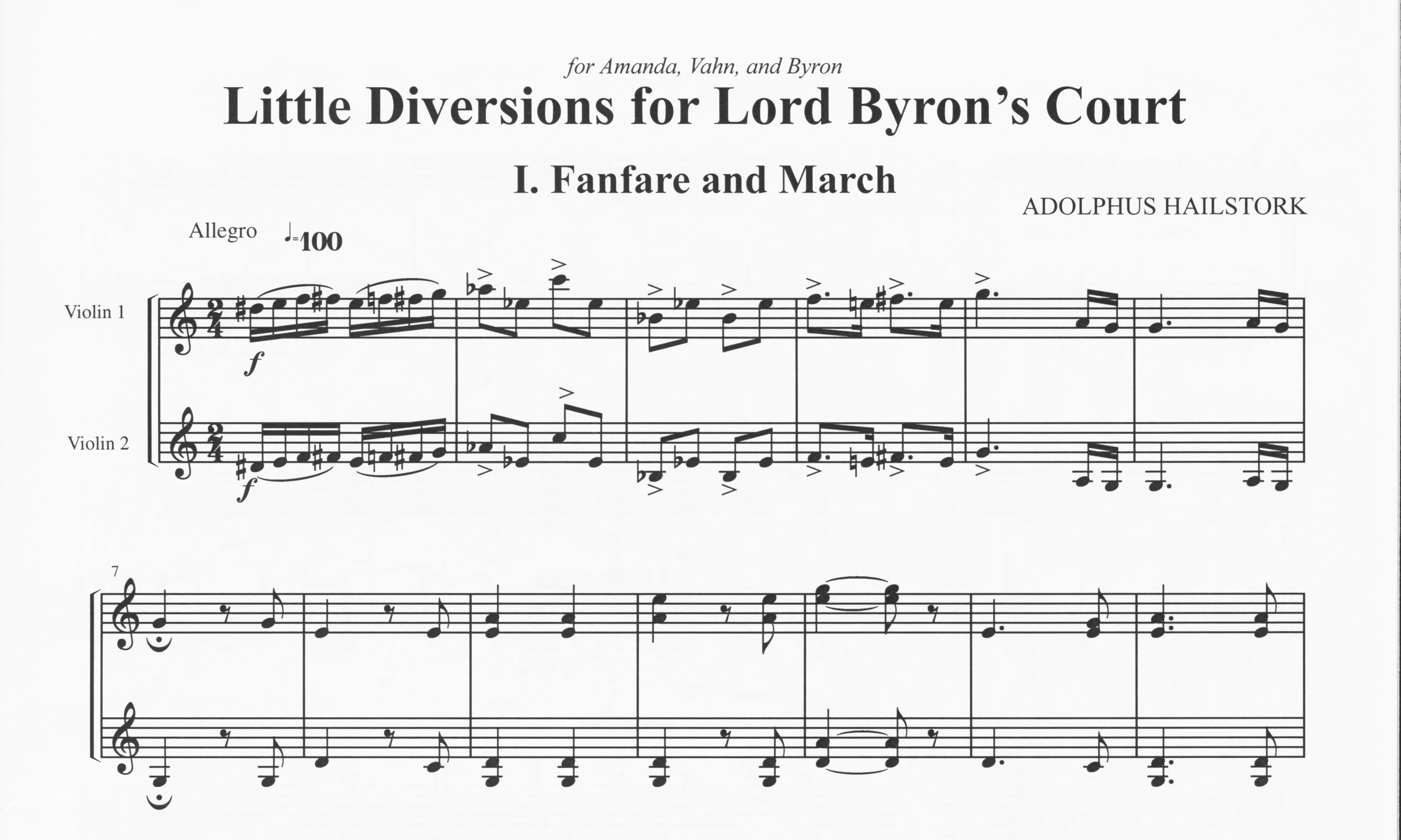 Little Diversions for Lord Byron's Court - Adolphus Hailstork
