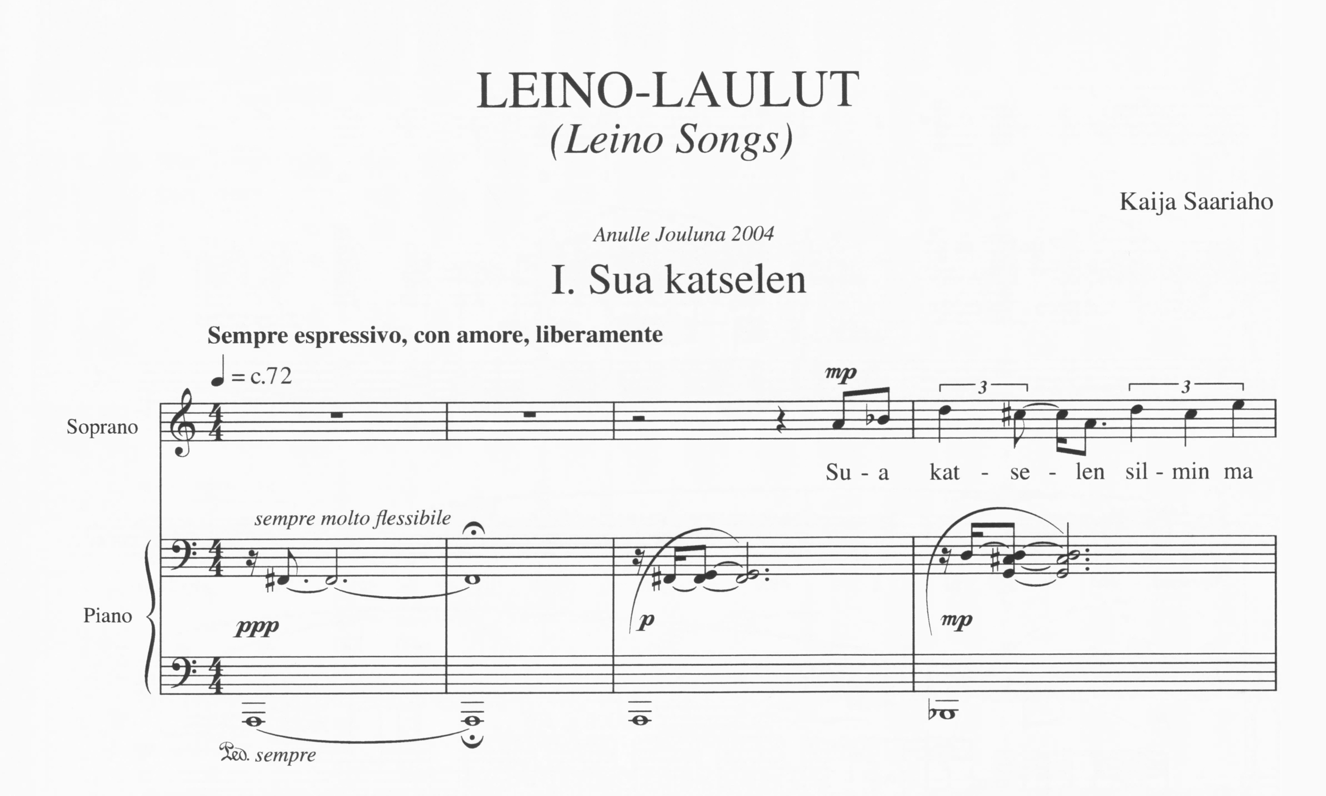 Kaija Saariaho Leinolaulut Soprano/Piano 