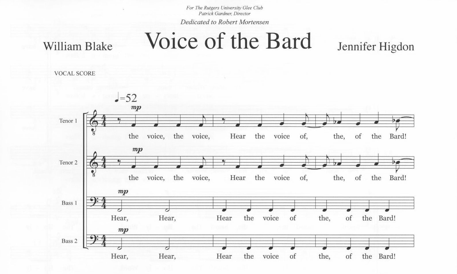 Voice of the Bard - Jennifer Higdon