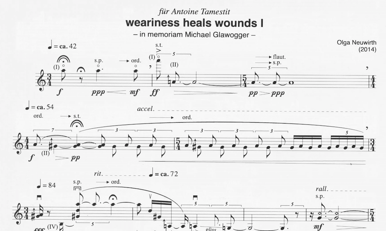 weariness heals wounds I: in memoriam Michael Glawogger - Olga Neuwirth