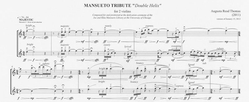 Mansueto Tribute: "double helix" - Augusta Read Thomas