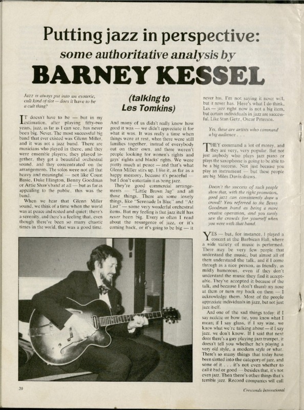 Putting jazz in perspective: some authoritative analysis by Barney Kessel