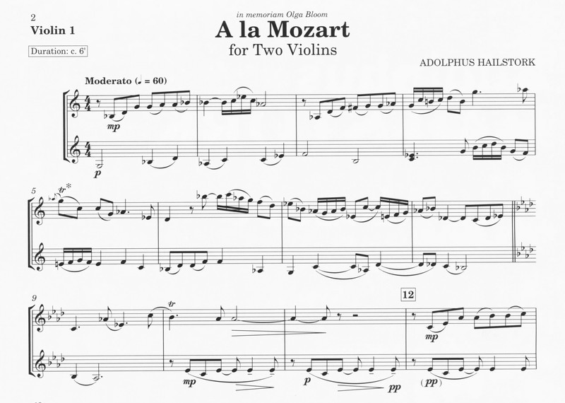 First page of A la Mozart