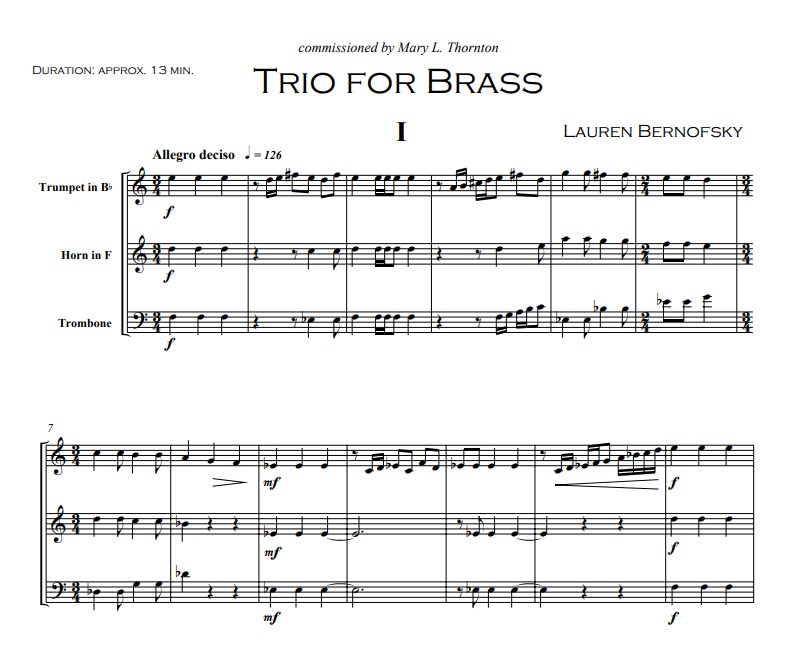 Trio for Brass - Lauren Bernofsky