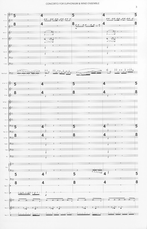 Page of full score, Concerto for Euphonium and Wind Ensemble