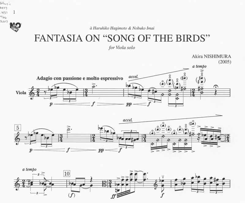 First page of Fantasia on "Song of the Birds"