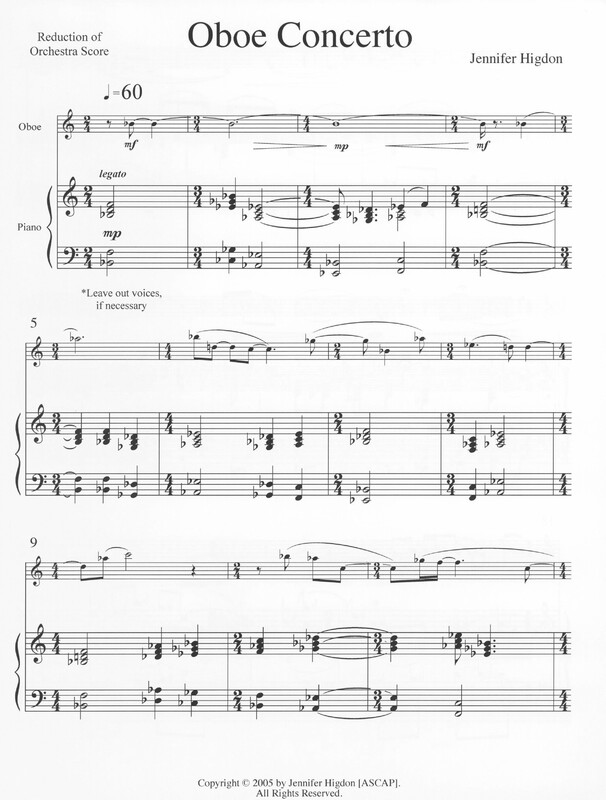 Oboe Concerto piano reduction - Jennifer Higdon