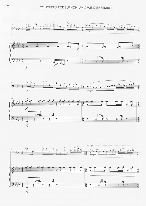 Page of piano reduction, Concerto for Euphonium and Wind Ensemble