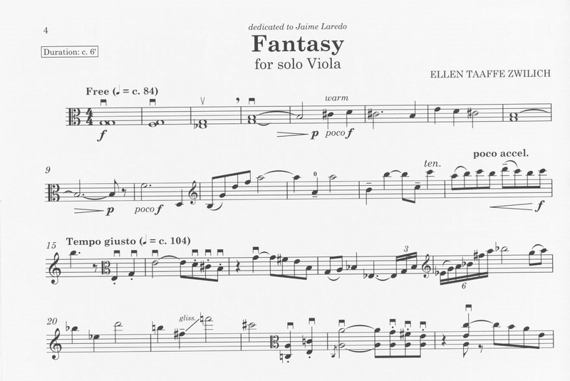 Fantasy for Solo Viola - Ellen Taaffe Zwilich