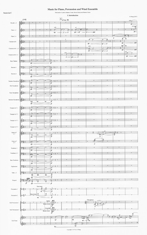 Music for Piano, Percussion, and Wind Ensemble - Xi Wang