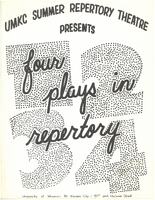 A theatre program cover reading "UMKC SUMMER REPERTORY THEATRE PRESENTS four plays in repertory" and including large numbers 1, 2, 3, and 4 made out of small dots.